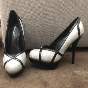 Black with Silver Glitter Heels size 9.5